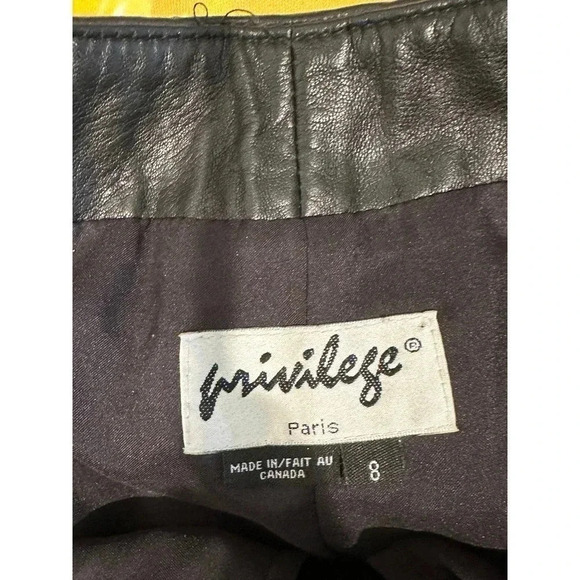 Privilege Paris Women's Black 100% Leather Straight Leg Ankle Pant Size 8 - Picture 6 of 8